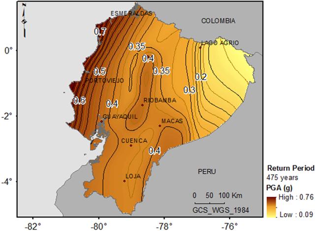 Zona sísmica de Ecuador.